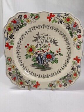 Royal Doulton The Granville Square Plate 8x8 England Floral Transferware Vintage